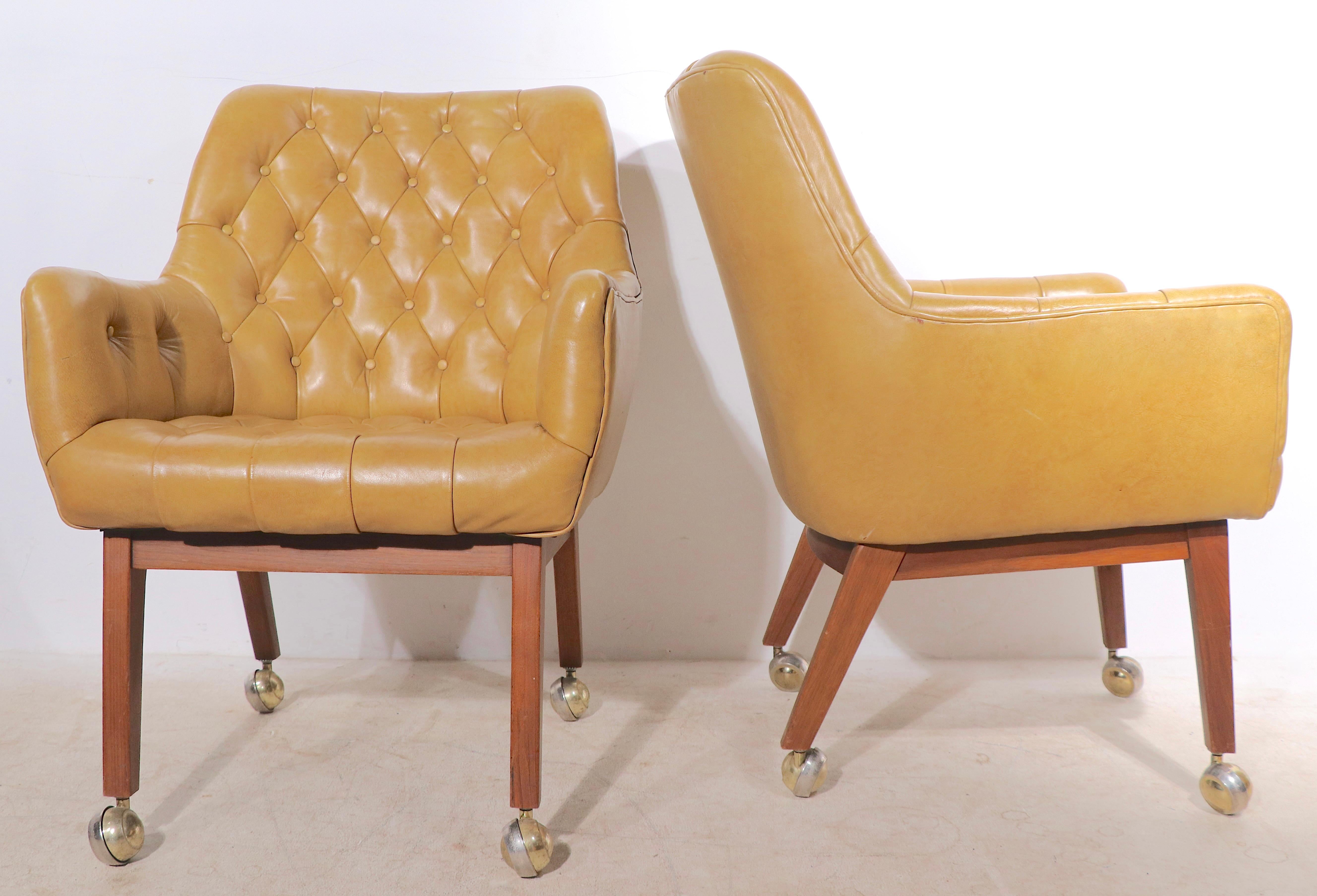 Set of Four Tufted Leather Armchairs by B.L. Marble For Sale 5