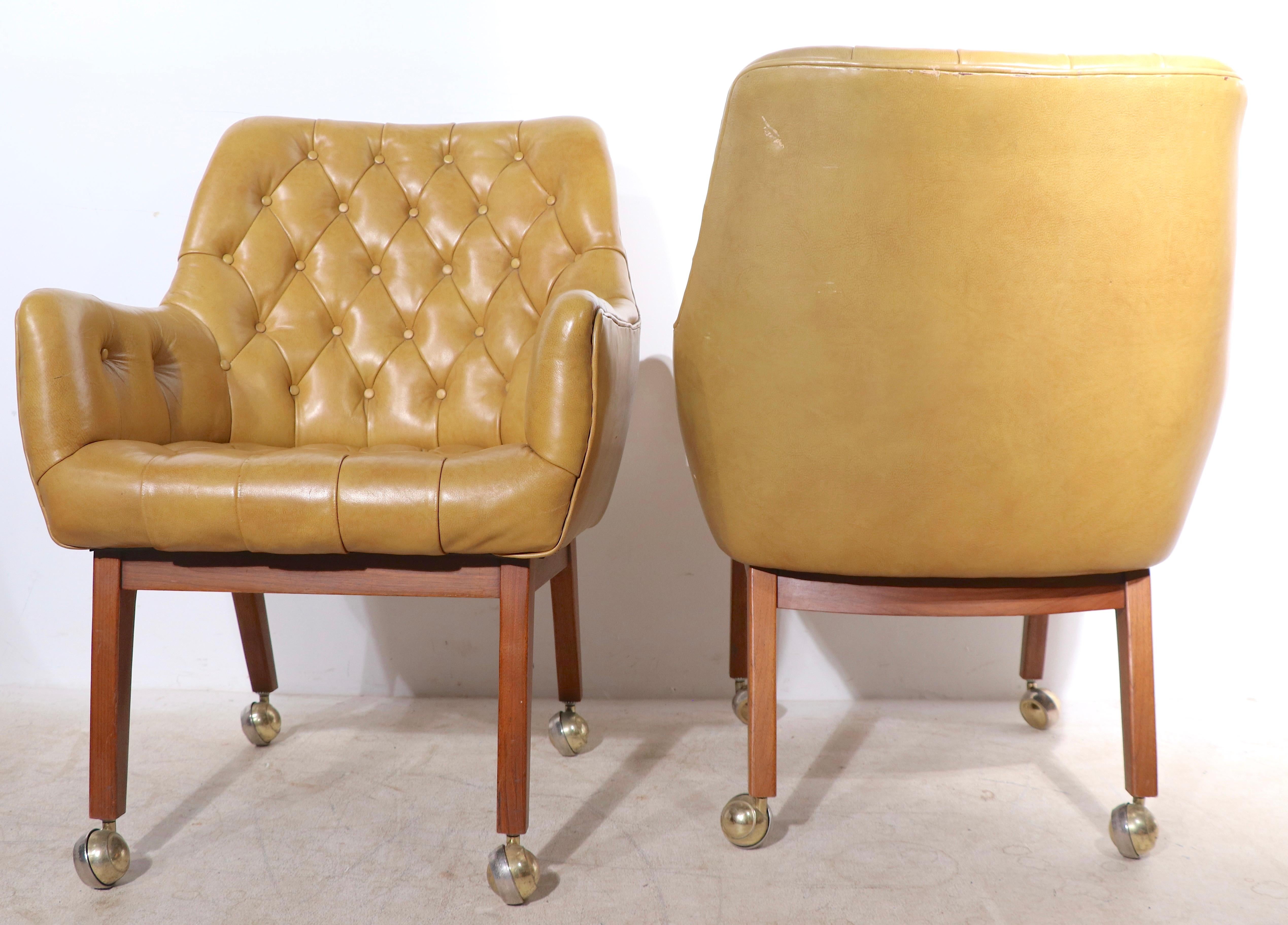 Set of Four Tufted Leather Armchairs by B.L. Marble For Sale 6