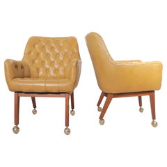 Set of Four Tufted Leather Armchairs by B.L. Marble