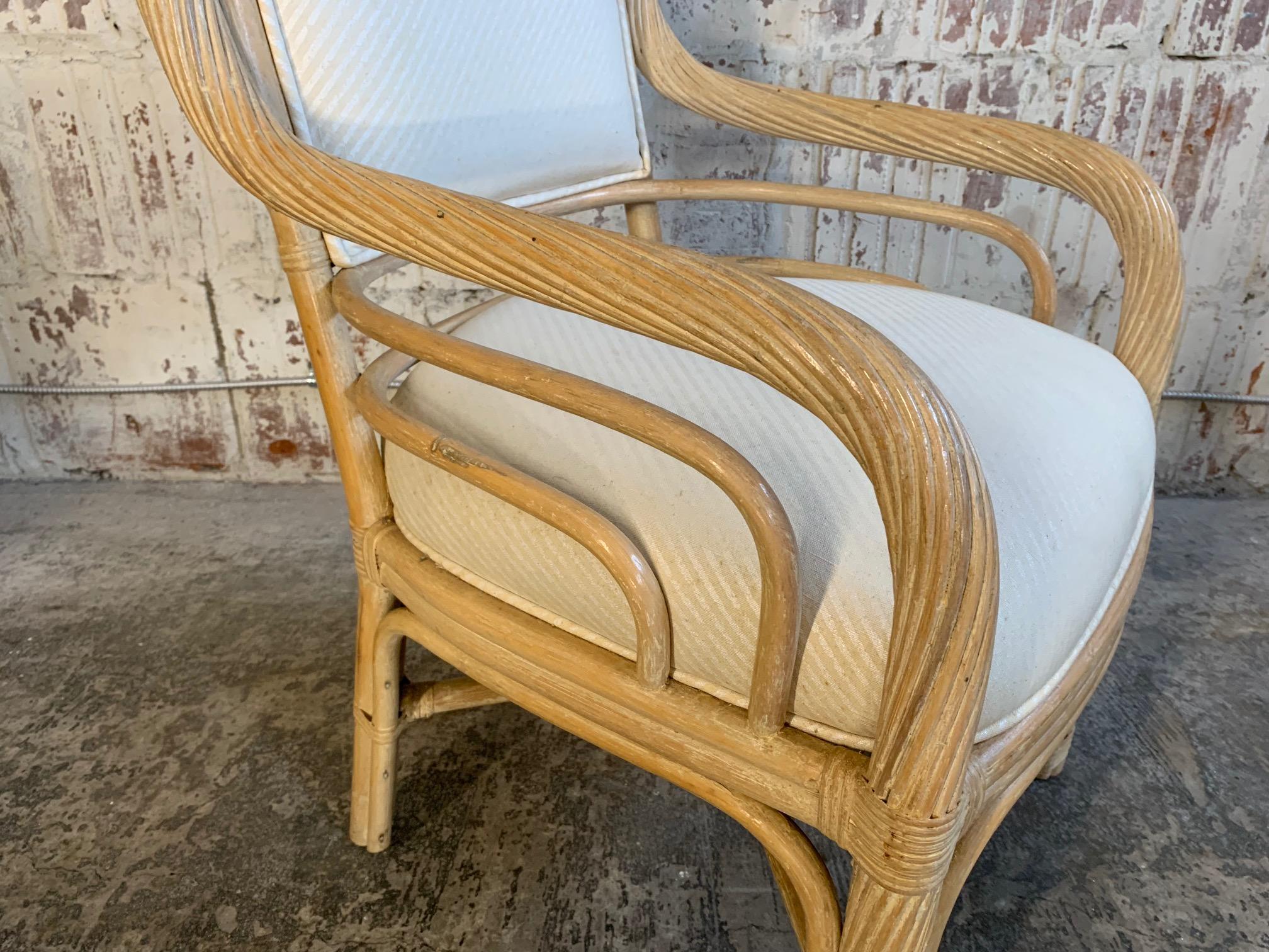 Late 20th Century Set of Four Twisted Rattan Dining Chairs