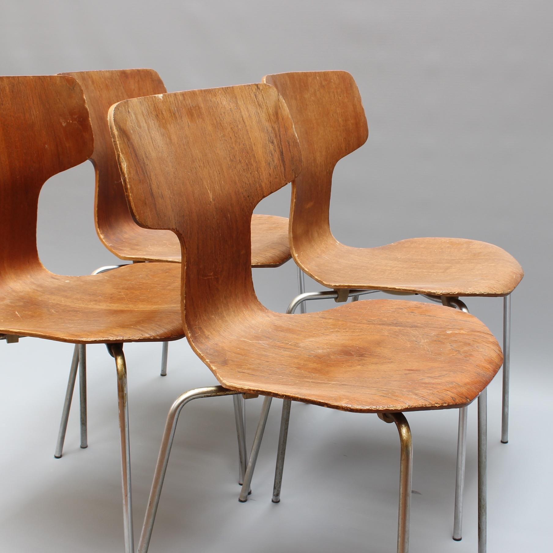 Metal Set of Four Type 3103 Chairs by Arne Jacobsen for Fritz Hansen, 1969