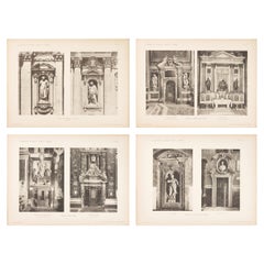 Set of Four Unframed Architectural Prints, Italy, Early 1900s