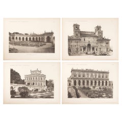 Set of Four Unframed Architectural Prints, Italy, Early 1900s