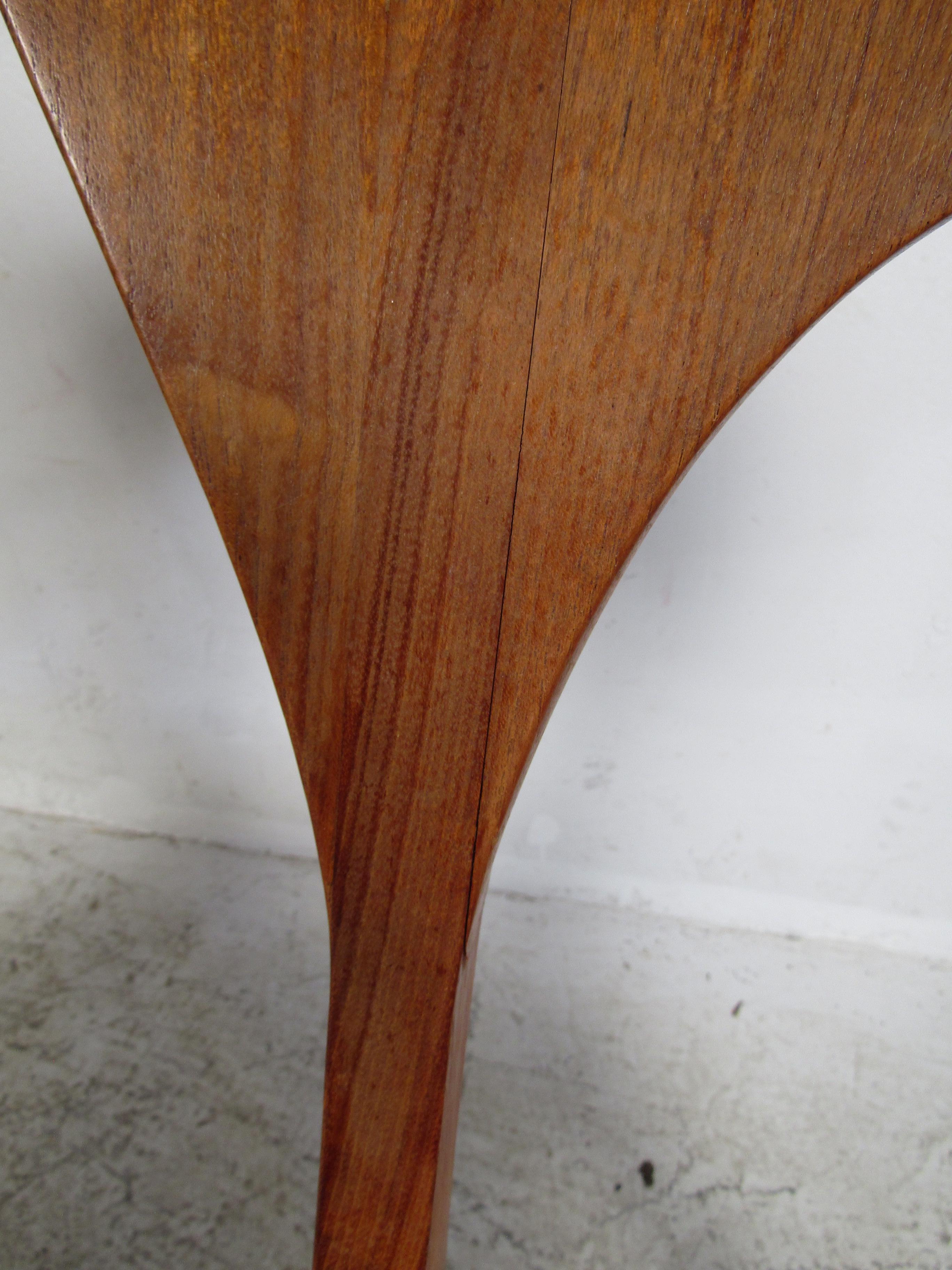 Set of Four Unusual Midcentury Walnut Dining Chairs 6