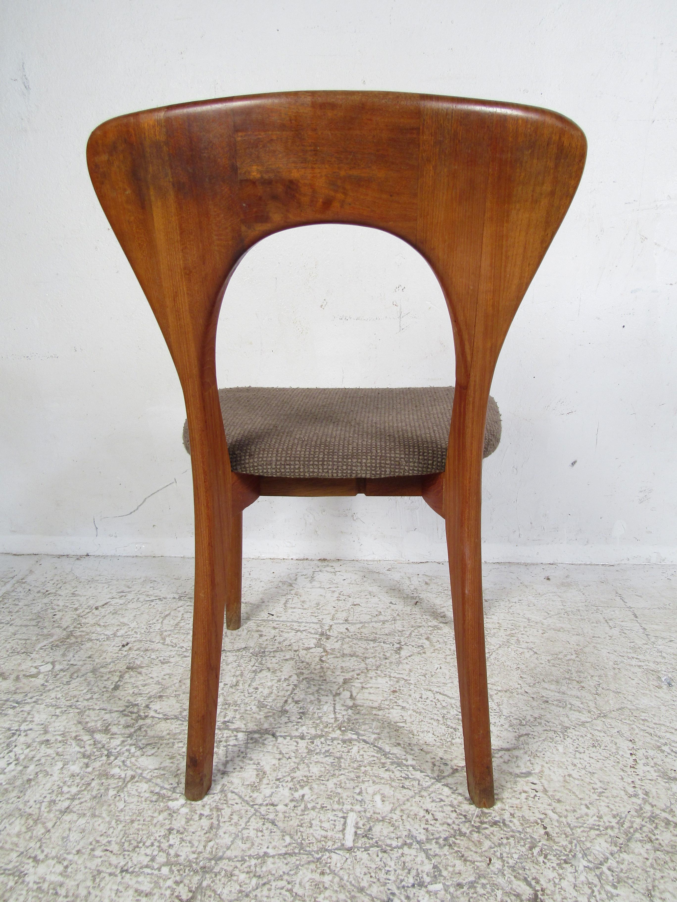 Late 20th Century Set of Four Unusual Midcentury Walnut Dining Chairs