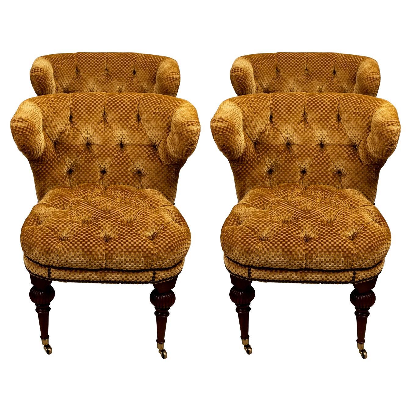 Set of Four Upholstered Card Table Chairs