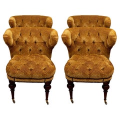 Vintage Set of Four Upholstered Card Table Chairs