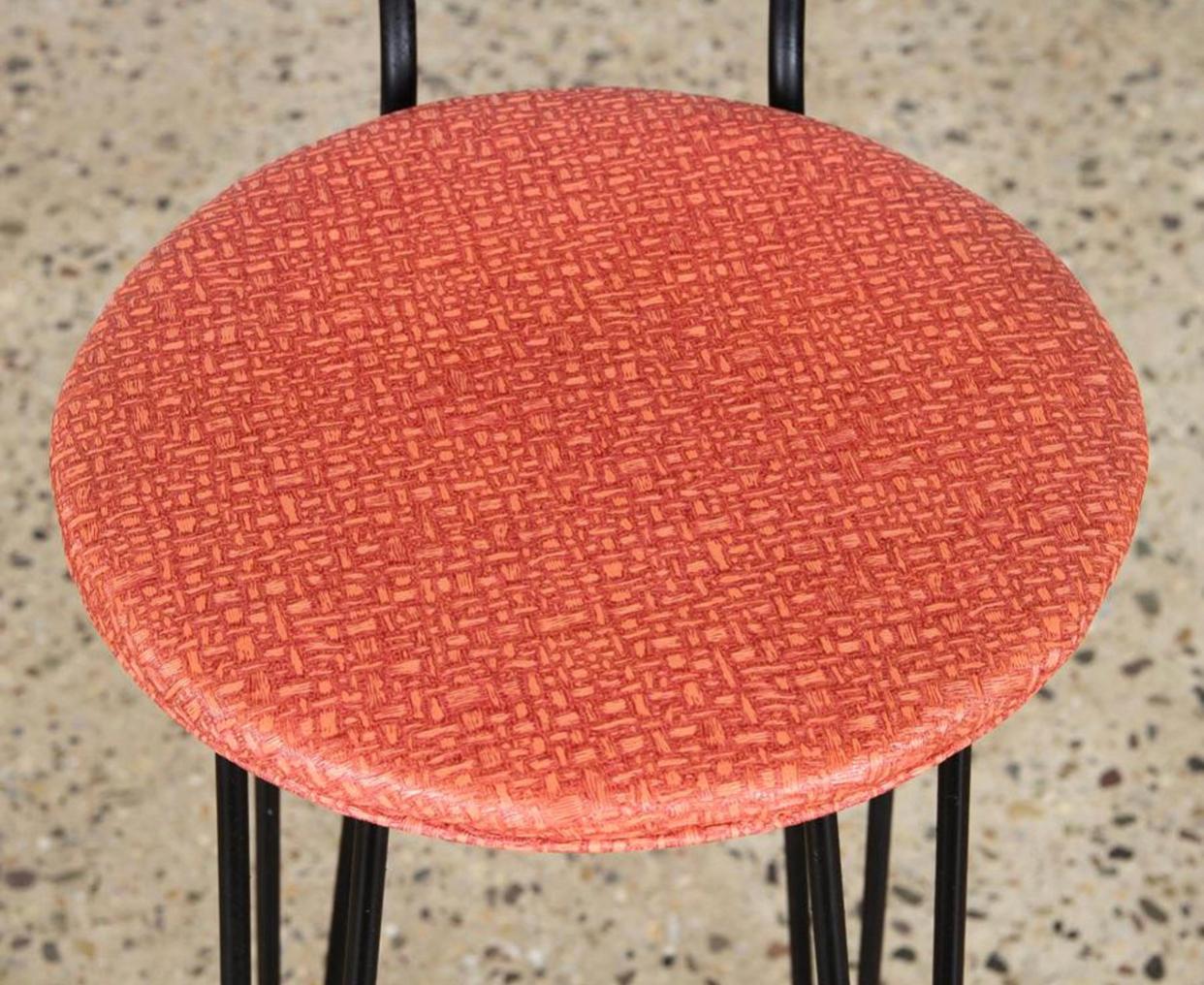 Set of Four Upholstered Iron Barstools In Good Condition In Brooklyn, NY