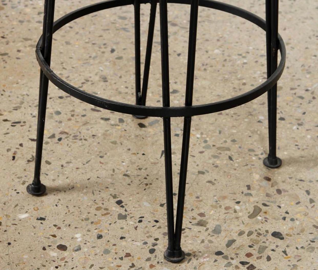 20th Century Set of Four Upholstered Iron Barstools