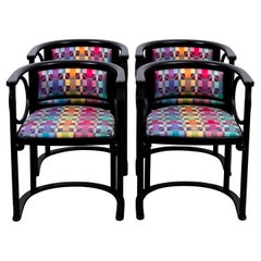 Set of Four Upholstered Joseph Huffman Bentwood Armchairs by Witman