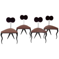 Set of Four Upholstered Steel Frame Chairs by Joaquin Gasgonia Palencia