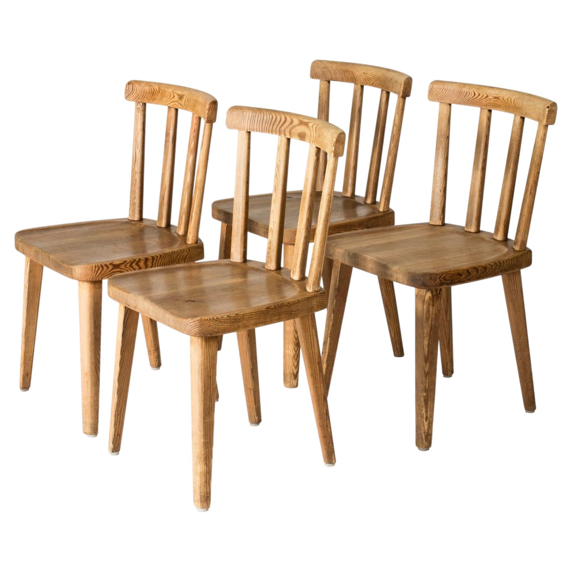 Set of Four "Utö" Pine Chairs by Axel Einar Hjorth, Nordiska Kompaniet, 1930s