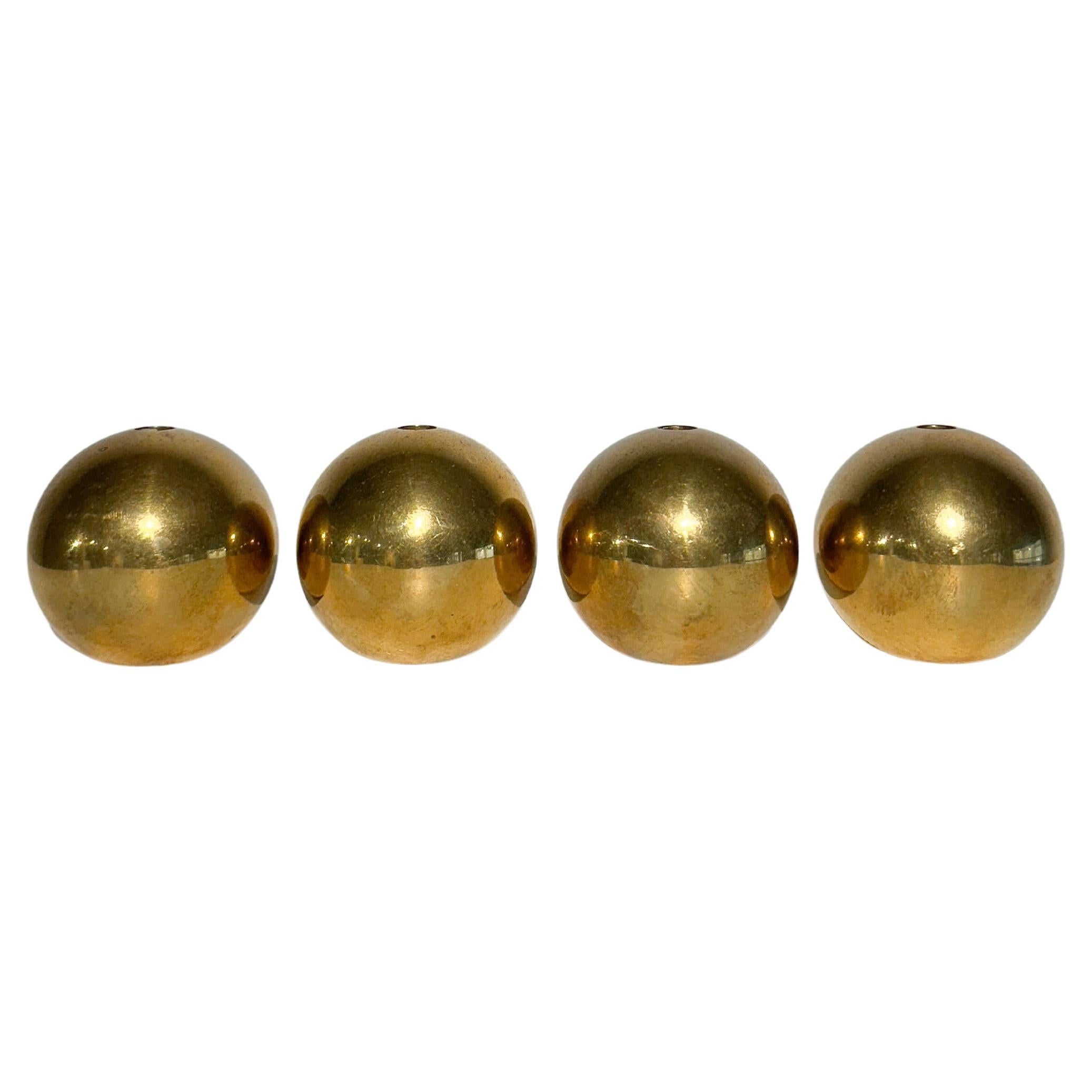 Set of Four Vallonmässing Candle Holders Brass Ball Sweden 1983