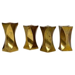 Set of Four Vallonmässing Candle Holders Brass Sweden 1983
