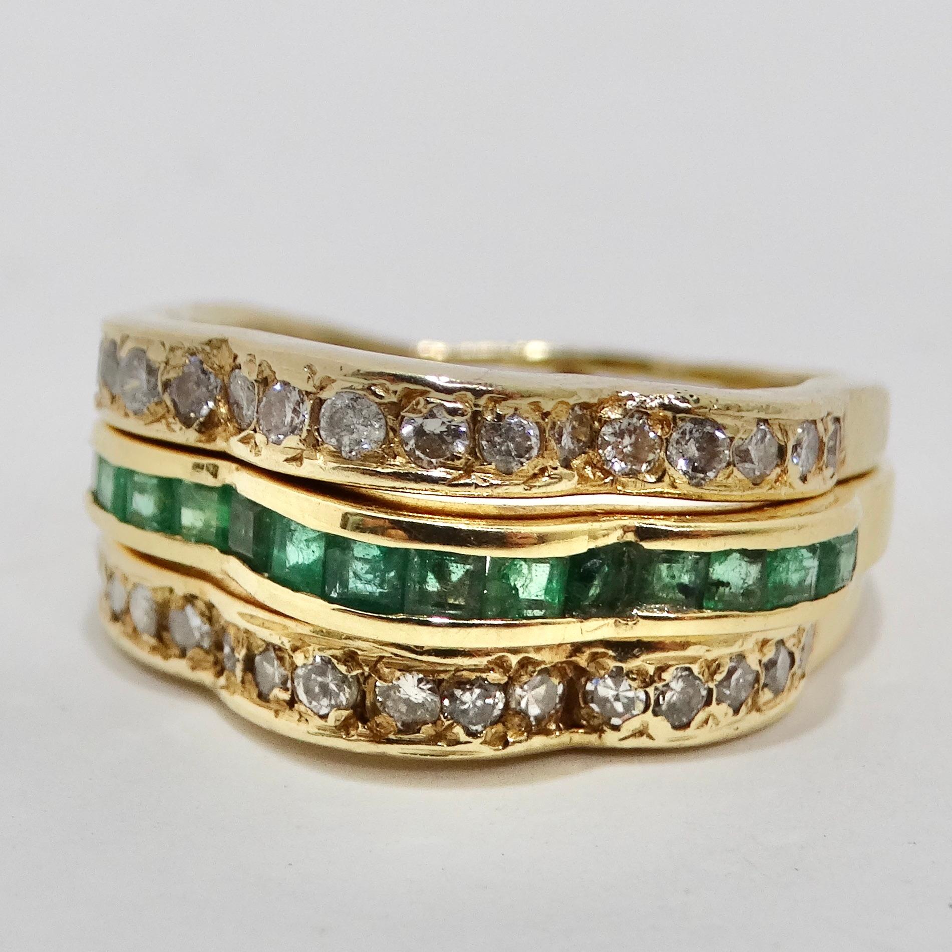 Van Cleef inspirierter Satz von vier Diamant-, Rubin-, Smaragd- und Saphirringen aus 18 Karat Gold im Angebot 9