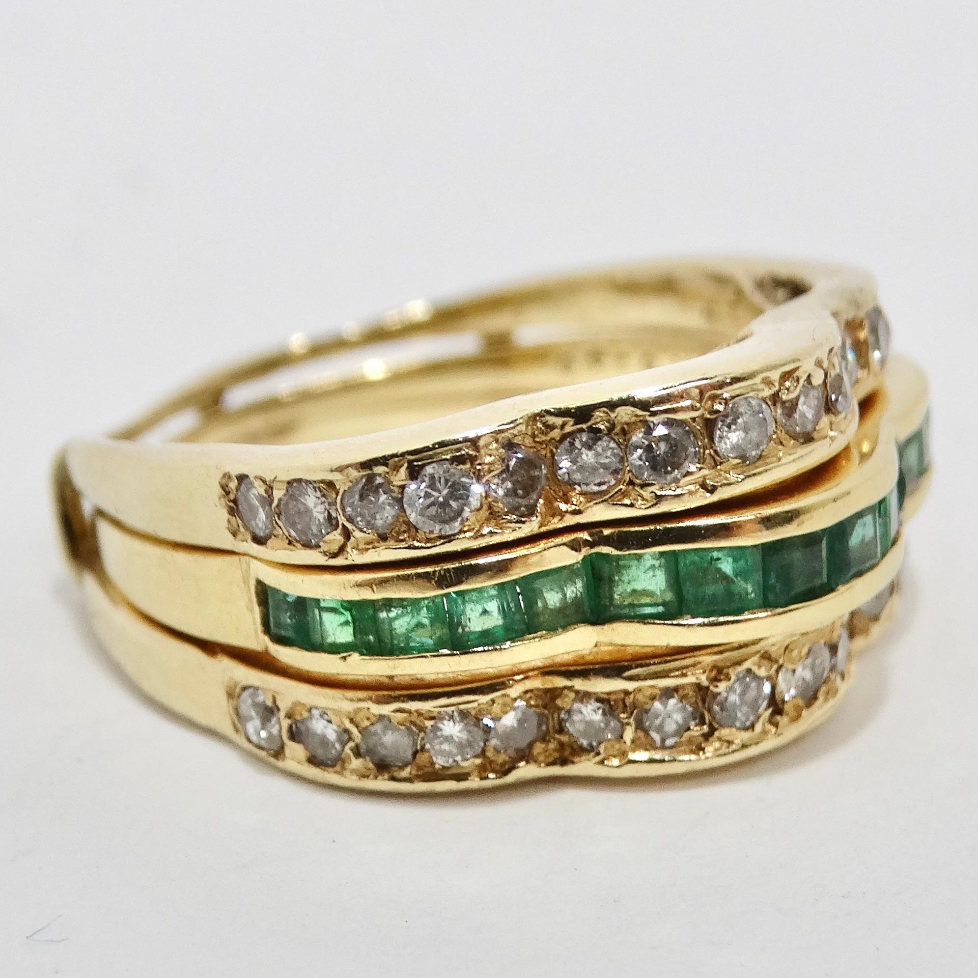 Van Cleef Inspired Set of Four Diamond, Ruby, Emerald, Sapphire 18K Gold Rings For Sale 10