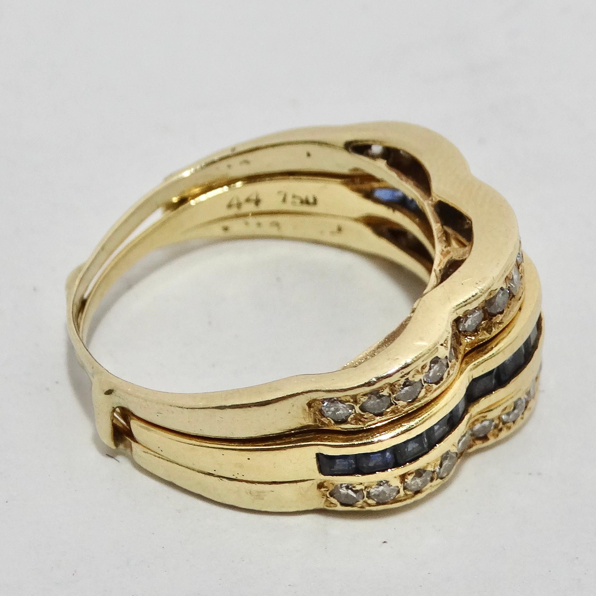 Van Cleef Inspired Set of Four Diamond, Ruby, Emerald, Sapphire 18K Gold Rings (bague en or 18 carats) Excellent état - En vente à Scottsdale, AZ