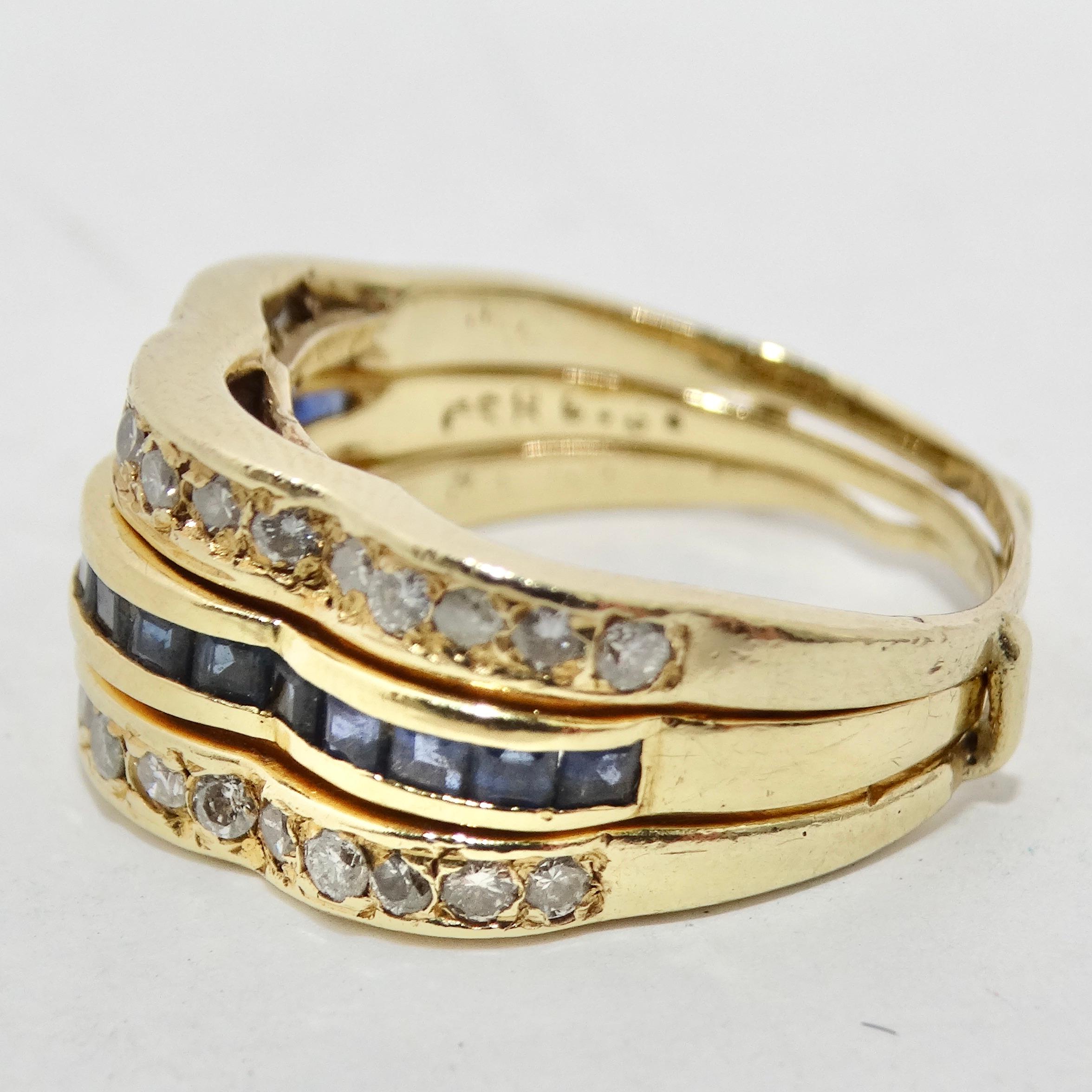 Van Cleef Inspired Set of Four Diamond, Ruby, Emerald, Sapphire 18K Gold Rings (bague en or 18 carats) en vente 1