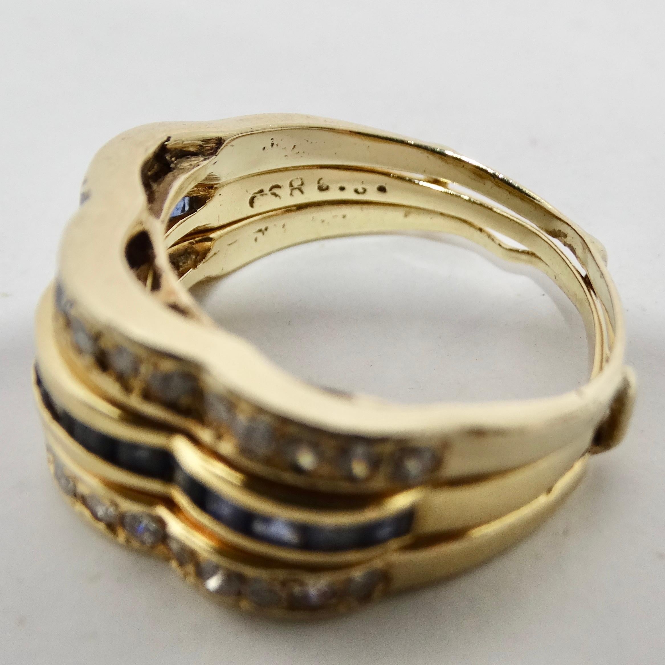 Van Cleef Inspired Set of Four Diamond, Ruby, Emerald, Sapphire 18K Gold Rings (bague en or 18 carats) en vente 3