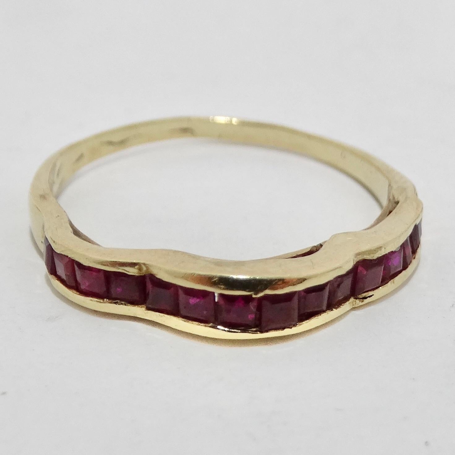Van Cleef Inspired Set of Four Diamond, Ruby, Emerald, Sapphire 18K Gold Rings For Sale 4