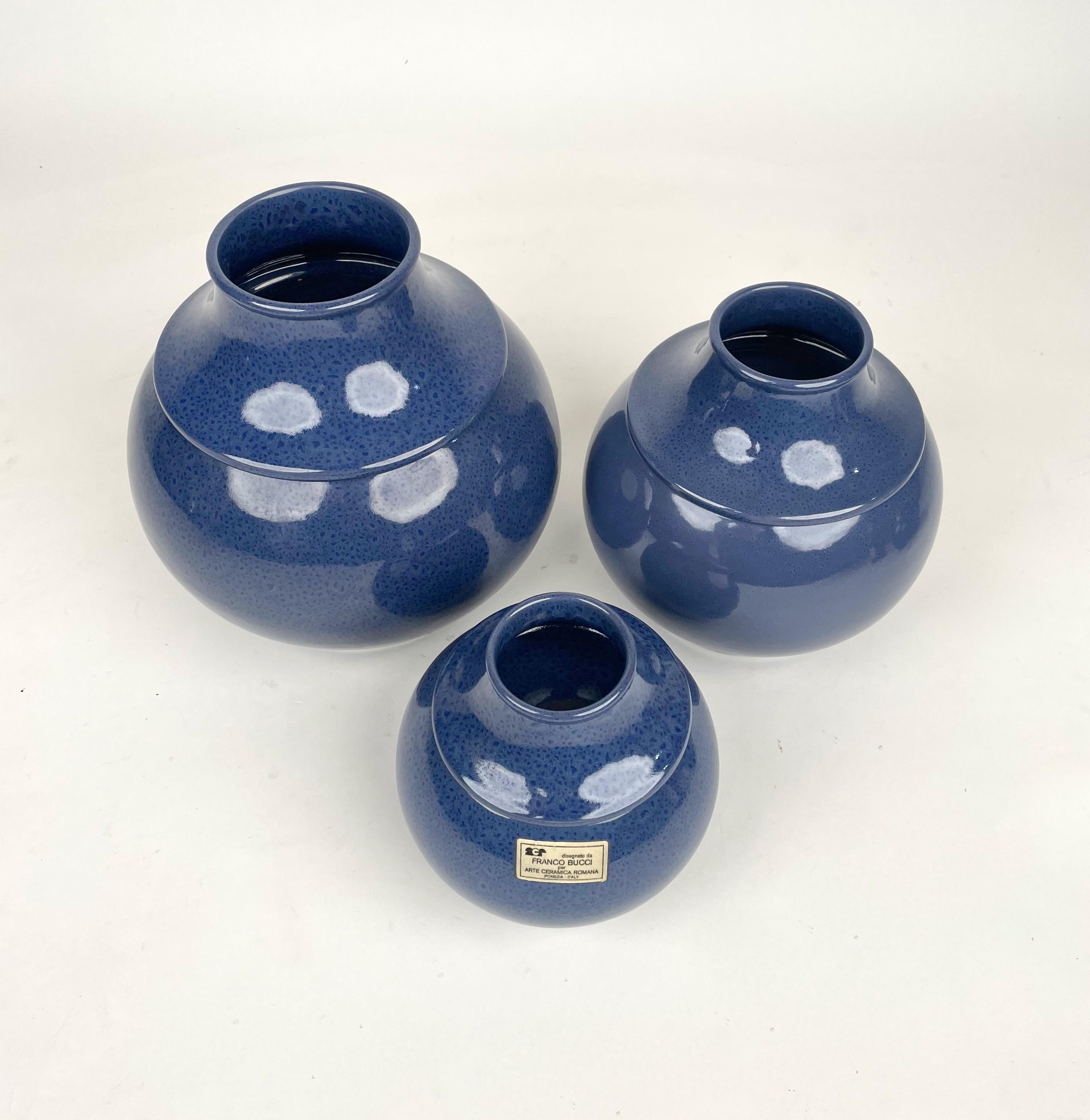 Ensemble de quatre vases en céramique Franco Bucci pour Arte Ceramica Romana, Italie, 1970 en vente 3