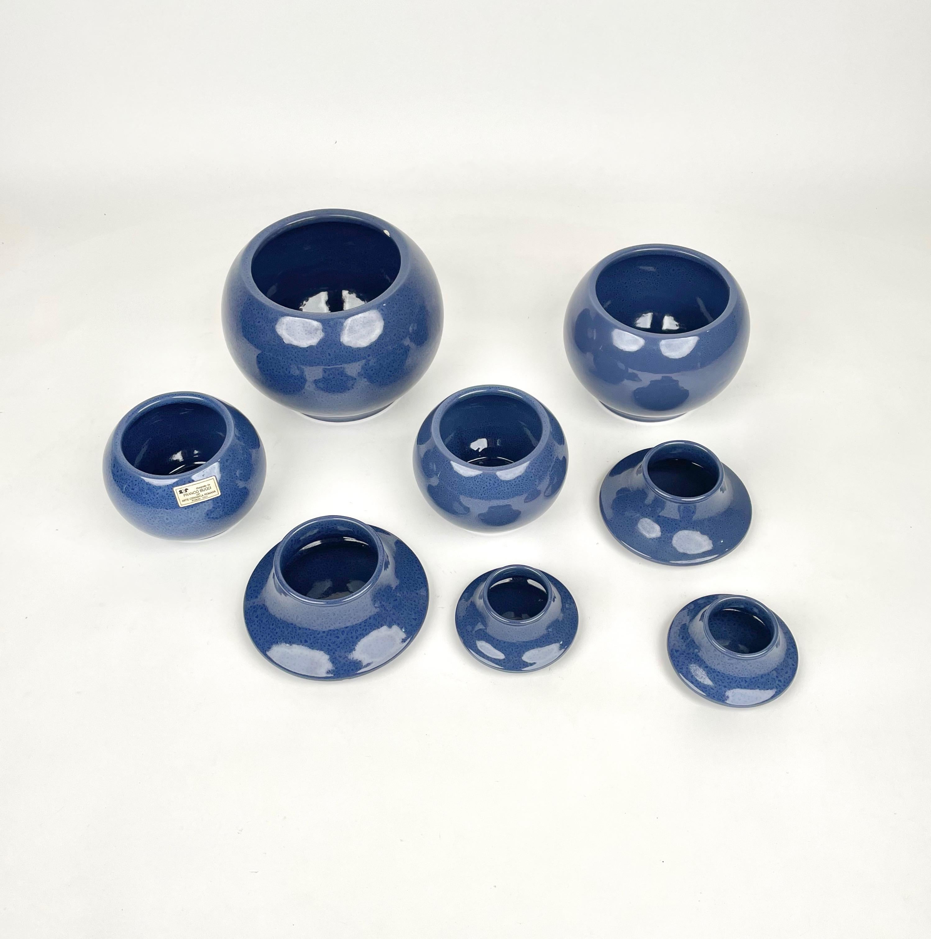 Mid-Century Modern Set of Four Vases Ceramic Franco Bucci for Arte Ceramica Romana, Italy, 1970s For Sale
