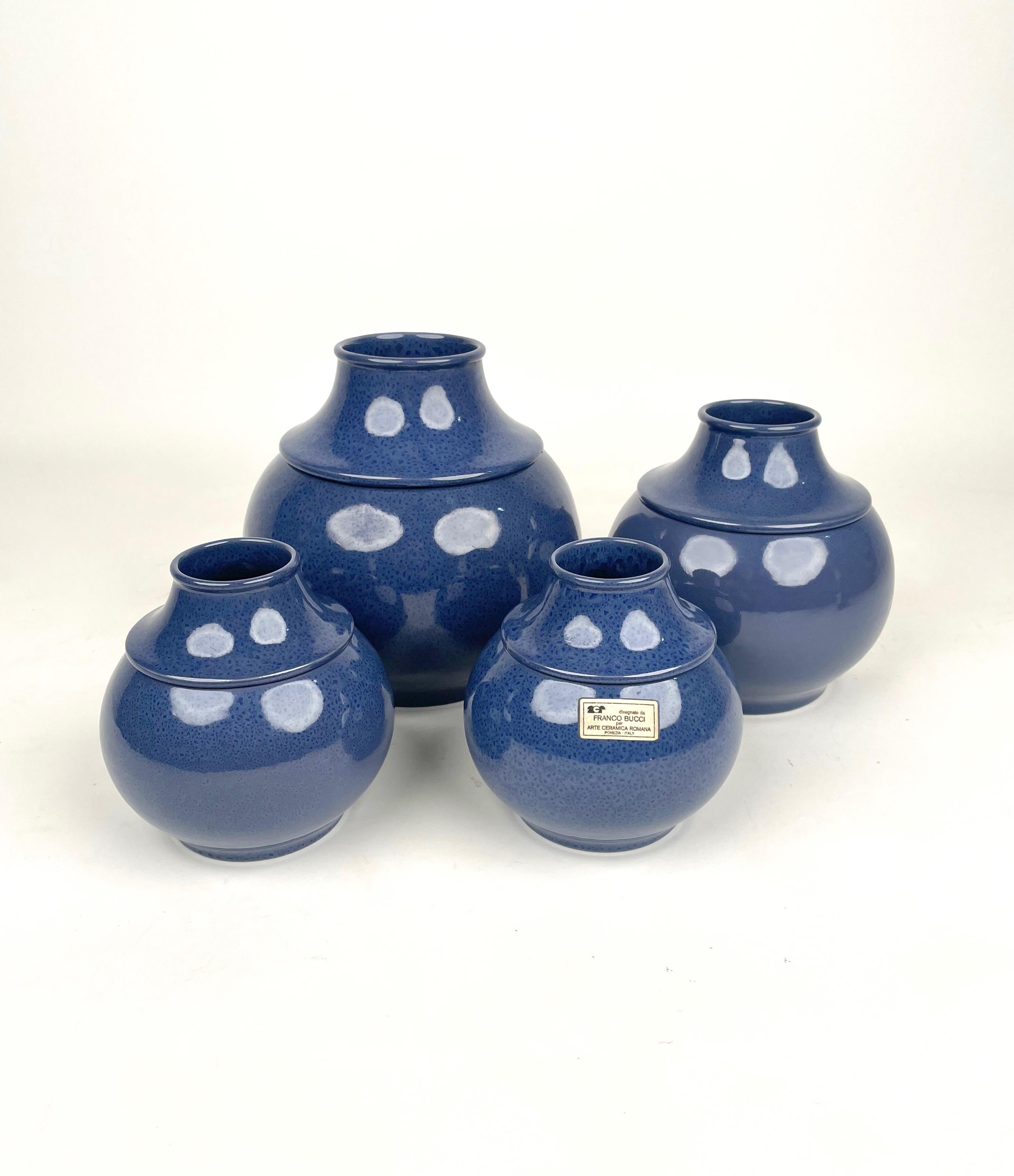 Céramique Ensemble de quatre vases en céramique Franco Bucci pour Arte Ceramica Romana, Italie, 1970 en vente