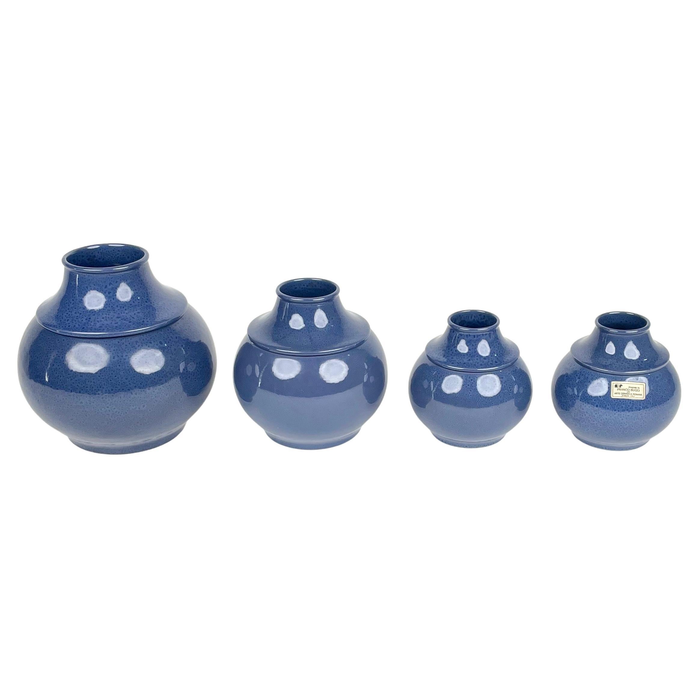 Set of Four Vases Ceramic Franco Bucci for Arte Ceramica Romana, Italy, 1970s For Sale