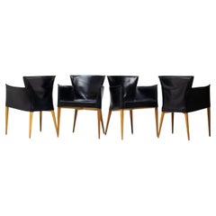 Set of Four Vela Leather Armchairs by Carlo Bartoli 