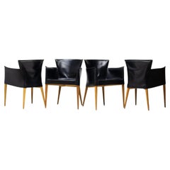 Set di quattro poltrone in pelle Vela di Carlo Bartoli