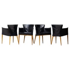 Retro Set of Four Vela Leather Armchairs by Carlo Bartoli 