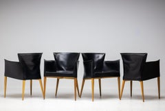 Set of Four Vela Leather Armchairs by Carlo Bartoli – Italian Modern Elegance