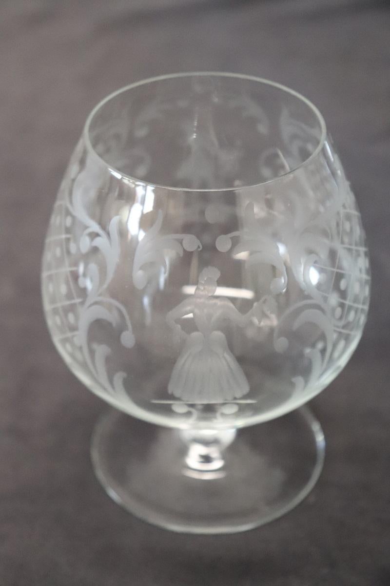 Ensemble de quatre verres vénitiens cognac à décor raffiné Bon état - En vente à Casale Monferrato, IT