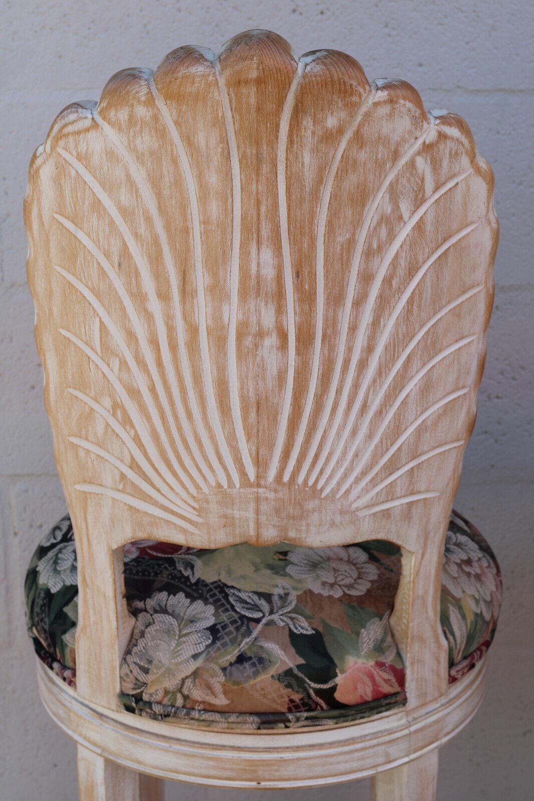 Hand-Crafted Set of Four Venetian Grotto Style Shell Back Swivel Bar Stools