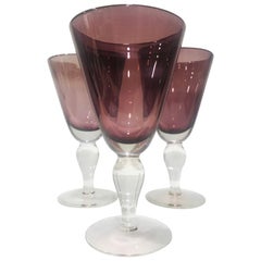 Set of Four Venetian Murano Glass Goblets in Purple Amethyst, Italy, circa 1990
