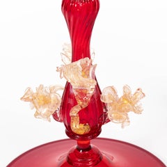 Set of Four Venetian Ruby Glass Candle Sticks