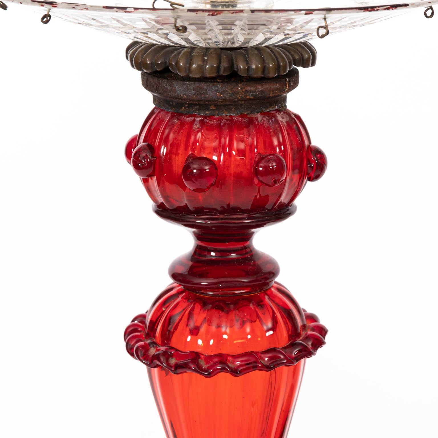 Set of Four Venetian Ruby Glass Candle Sticks 3
