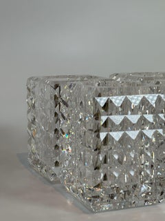 Set of Four Veritas Faceted Optical Glass Candle Votives, Texas, 2016