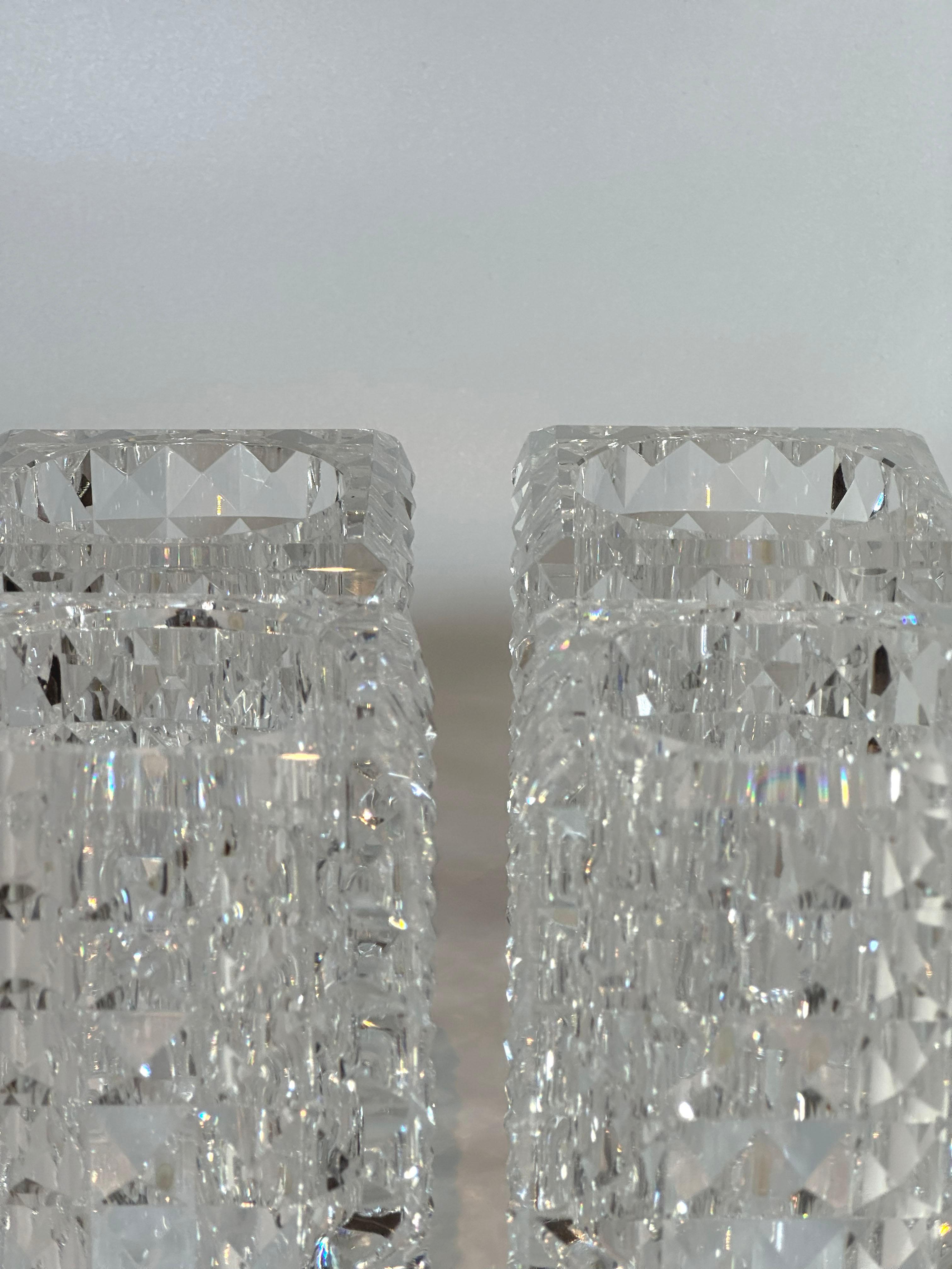 Set of Four Veritas Faceted Optical Glass Candle Votives, Texas, 2016 For Sale 1