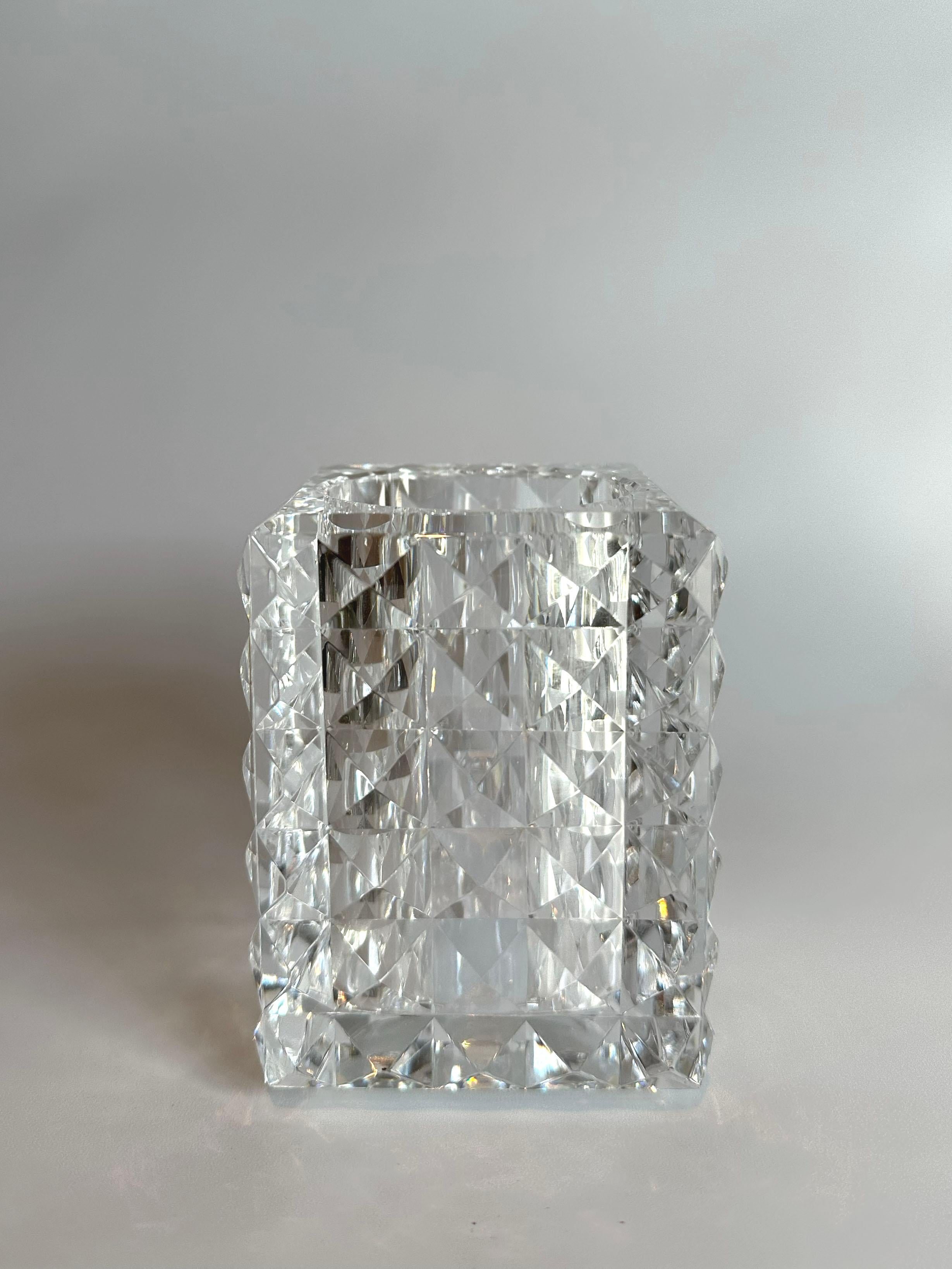 Set of Four Veritas Faceted Optical Glass Candle Votives, Texas, 2016 For Sale 2