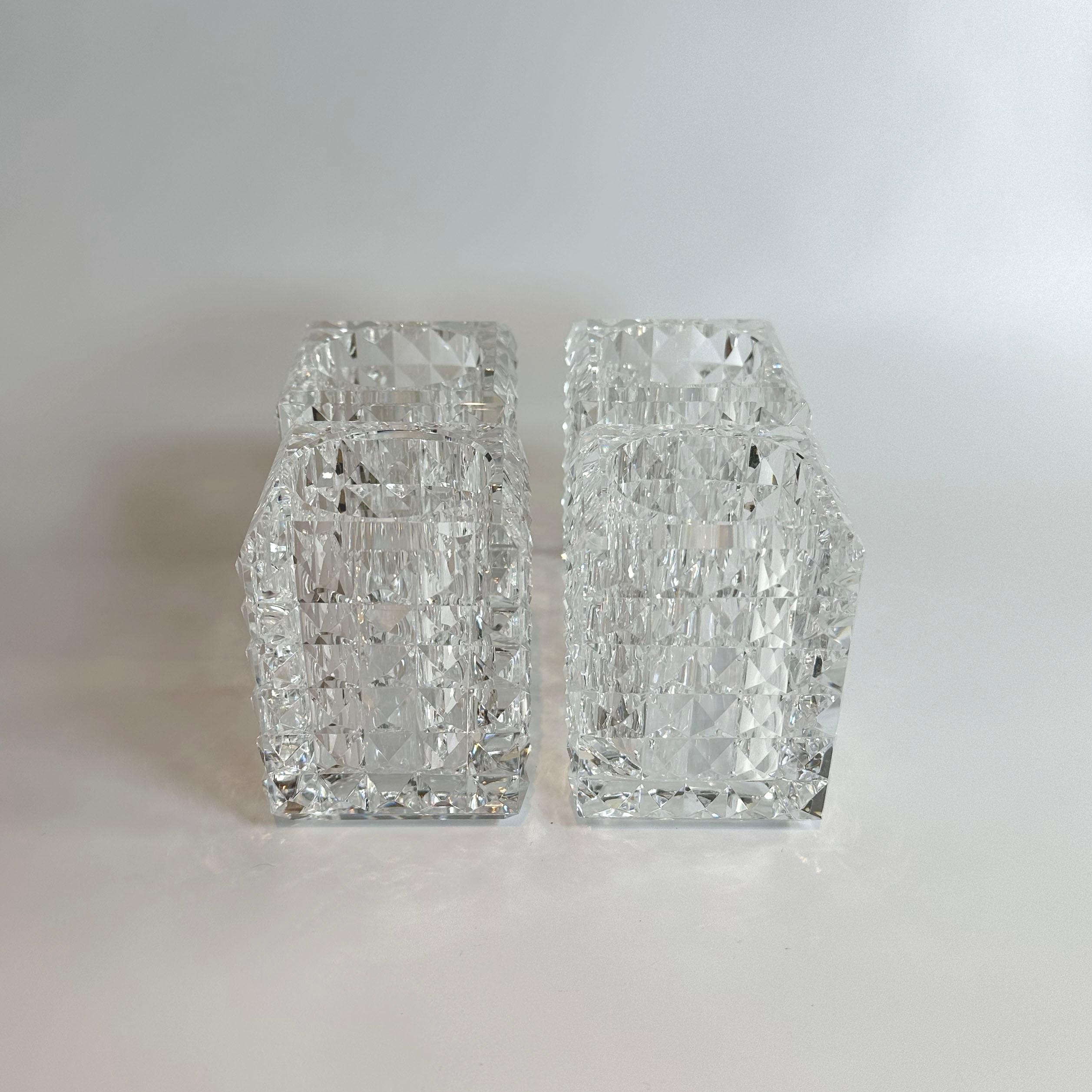 Set of Four Veritas Faceted Optical Glass Candle Votives, Texas, 2016 For Sale 3