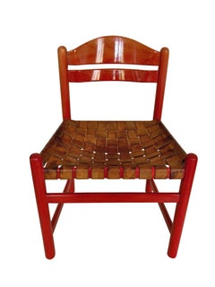 Set Of Four Vico Magistretti Red Lacquered Chairs