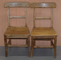 Set of Four Victorian Elm and Oak Dining Room Chairs Stunning Timber Six to Ten