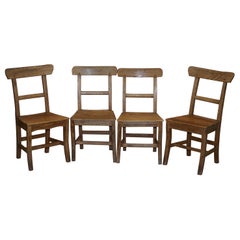 Set of Four Victorian Elm and Oak Dining Room Chairs Stunning Timber Six to Ten