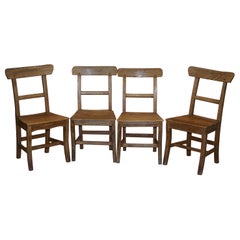 Set of Four Victorian Elm and Oak Dining Room Chairs Stunning Timber Six to Ten