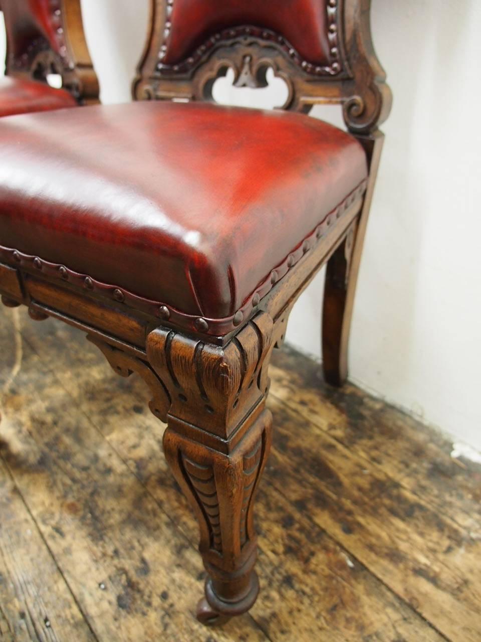 Set of Four Victorian Oak Chairs, circa 1860 For Sale 4