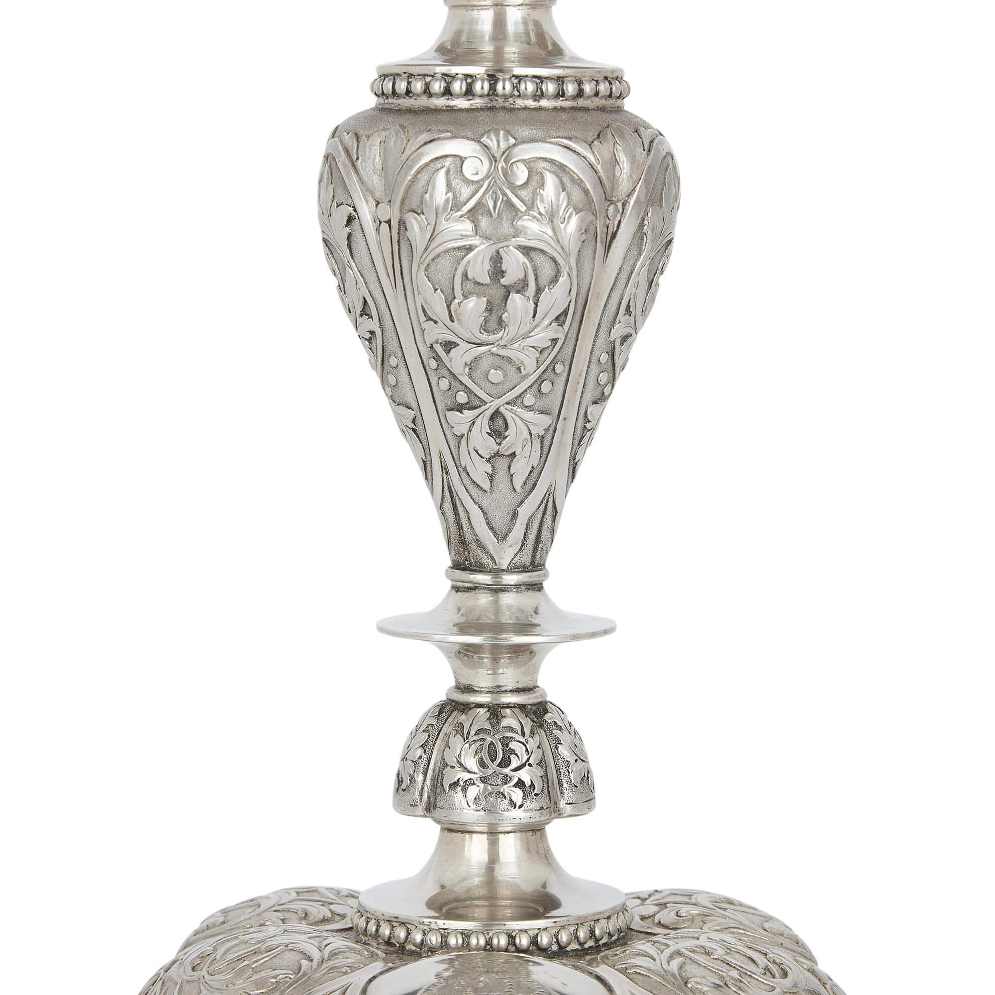 English Set of Four Victorian Silver Stands by Hunt & Roskell, London For Sale