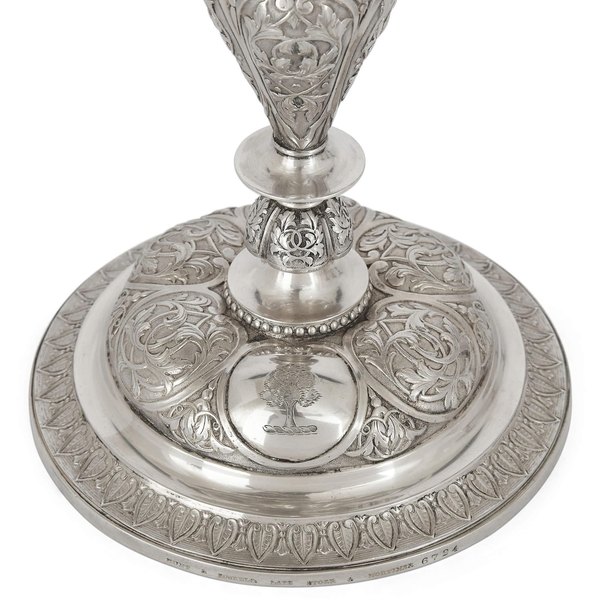 Late 19th Century Set of Four Victorian Silver Stands by Hunt & Roskell, London For Sale