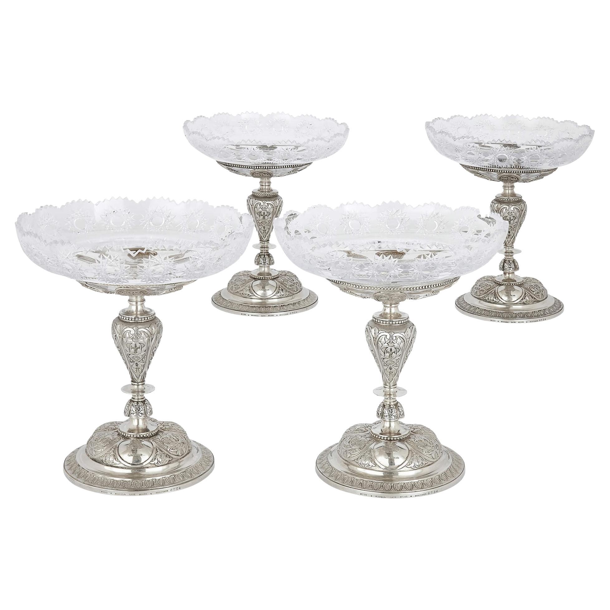 Set of Four Victorian Silver Stands by Hunt & Roskell, London