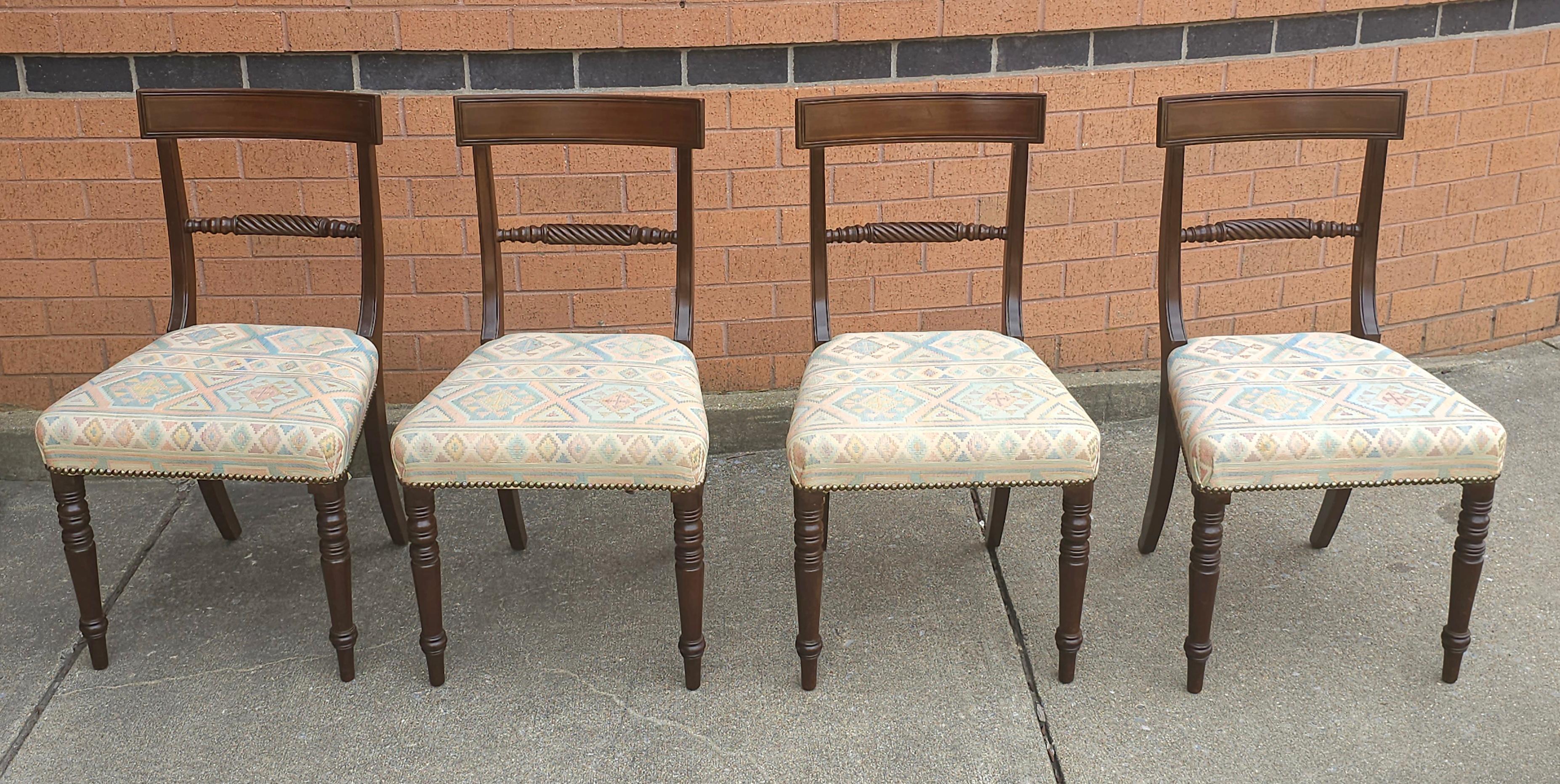 Set Of Four Victorian Walnut Upholstered Side Chairs For Sale 2